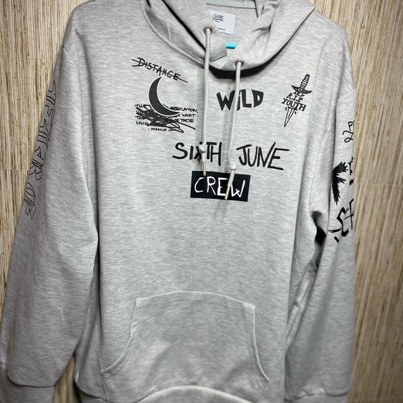 Sixth June CREW LOVE hoodie – Heather Grey XL tote 5 - Picture 12 of 14